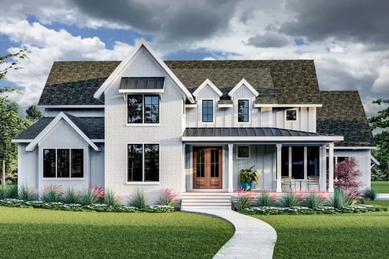4-Bed Modern Farmhouse Plan with Sunroom – 3474 Sq Ft (Floor Plan)