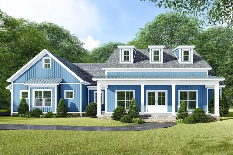 3-Bed Modern Farmhouse Plan with Bonus Room Above the Garage (Floor Plan)
