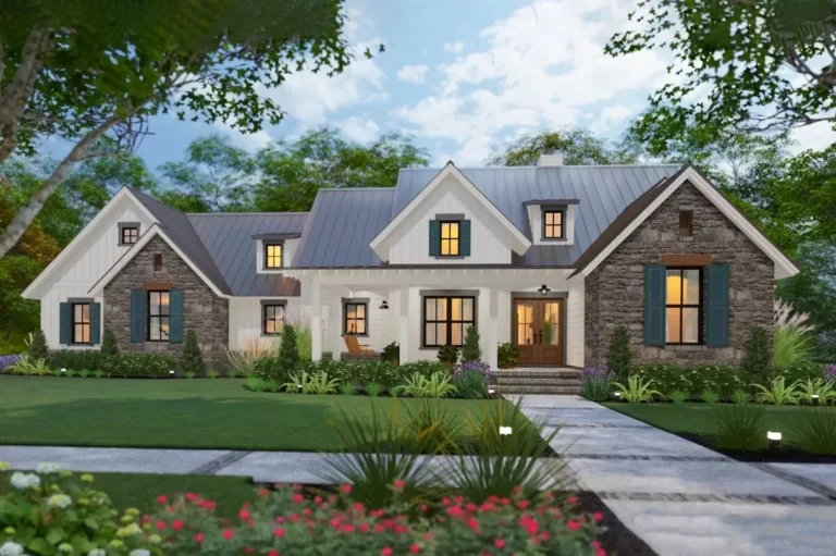 Downsized 3-Bedroom New American Farmhouse Plan Bonus Expansion – 1740 Sq Ft (Floor Plan)