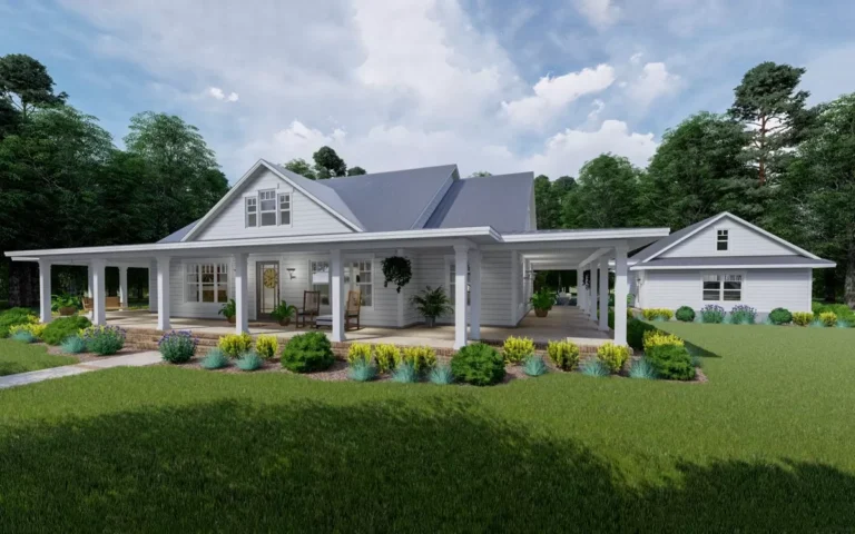 Modern Farmhouse Plan with Wraparound Porch and Bonus Room (Floor Plan)