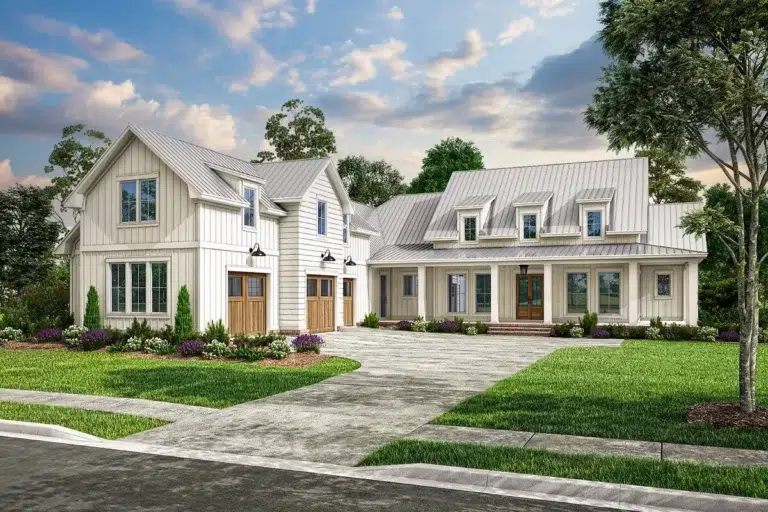 Spacious 4-Bed Modern Farmhouse Plan Wraparound Front Porch (Floor Plan)