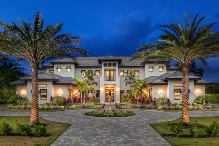 Transitonal House Plan with Entertaining Main Floor and Bedrooms Upstairs – 7117 Sq Ft (Floor Plan)