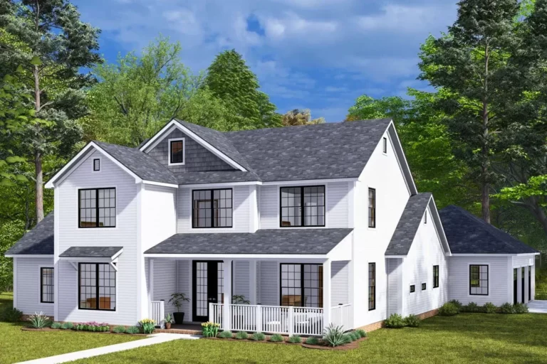 4-Bed New American House Plan with Library or Study – 2382 Sq Ft (Floor Plan)