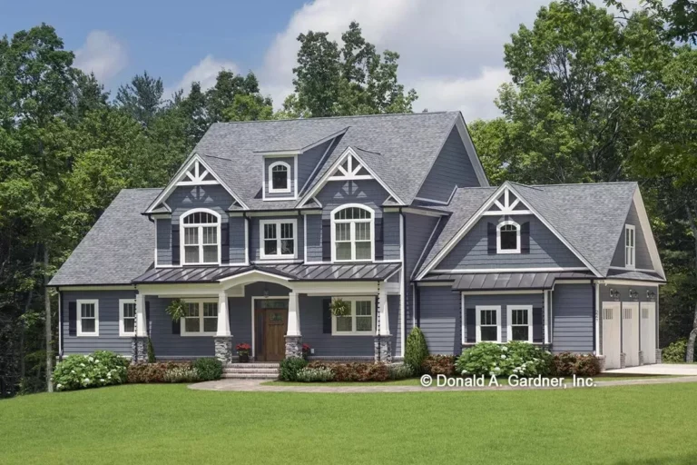 Classic Craftsman Home Plan with 2-Story Great Room and Angled 3-Car Garage (Floor Plan)