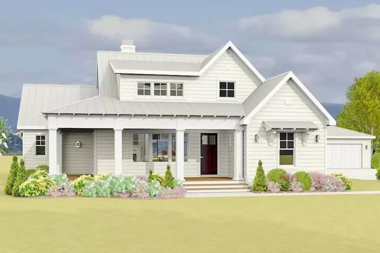 Country Farmhouse Plan With Detached Garage (Floor Plan)