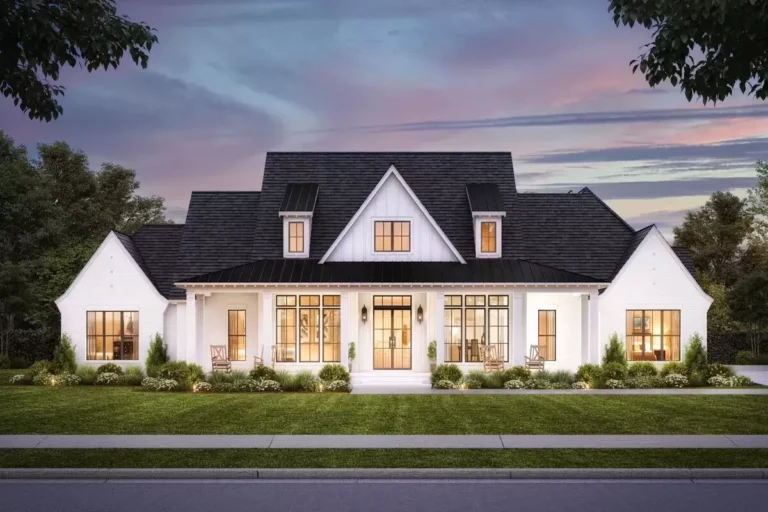 Expanded 4-Bed Modern Farmhouse Plan with Home Office and Vaulted Great Room – 3127 Sq Ft (Floor Plan)