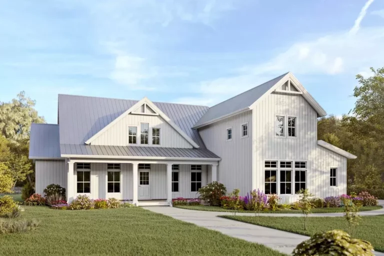 Modern Farmhouse Plan with Upstairs Options – Attic or Finished Space (Floor Plan)