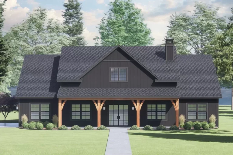 One-Level Modern Farmhouse Plan with Front to Back Views – 2133 Sq Ft (Floor Plan)