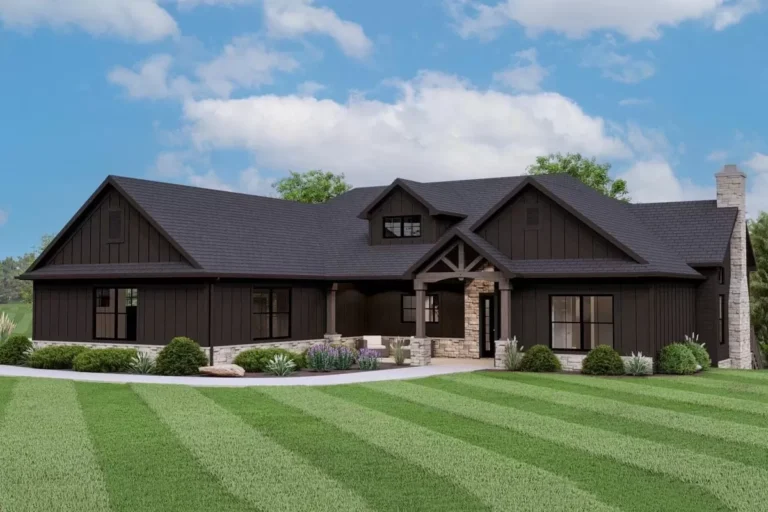 Rustic Country House Plan with Option to Finish Basement (Floor Plan)
