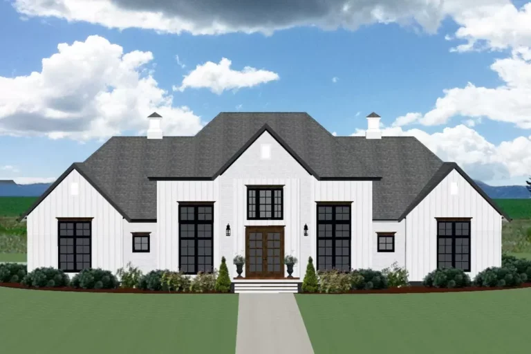 Transitional Style Home Plan with Two Story Great Room and Bonus Room – 3607 Sq Ft (Floor Plan)