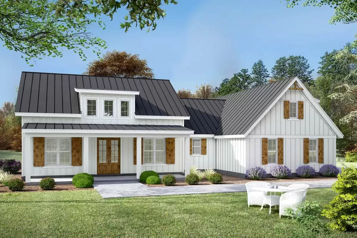 3-Bed Modern Farmhouse Plan under 2400 Sq Ft with Second Level and ...