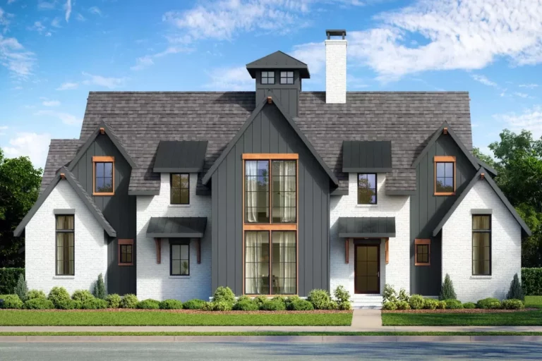 4-Bed Transitional New American House Plan with Outdoor Kitchen – 3496 Sq Ft (Floor Plan)