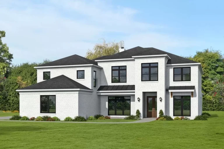 6 Bed House Plan with Elevator and Home Office – 5622 Sq Ft (Floor Plan)