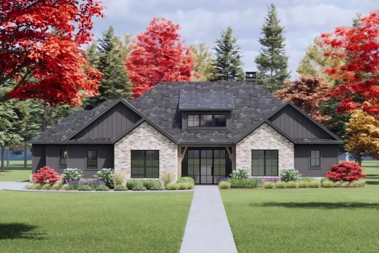 Craftsman House Plan with 4 Beds and 2-Car Side-Load Garage – 2459 Sq Ft (Floor Plan)