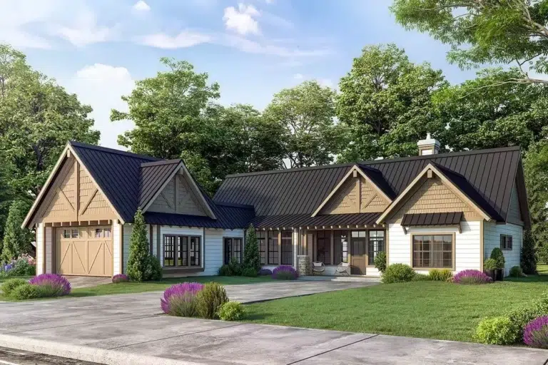 Flexible Mountain Ranch Under 1900 Square Feet with 3 Beds and a Vaulted Living Room (Floor Plan)