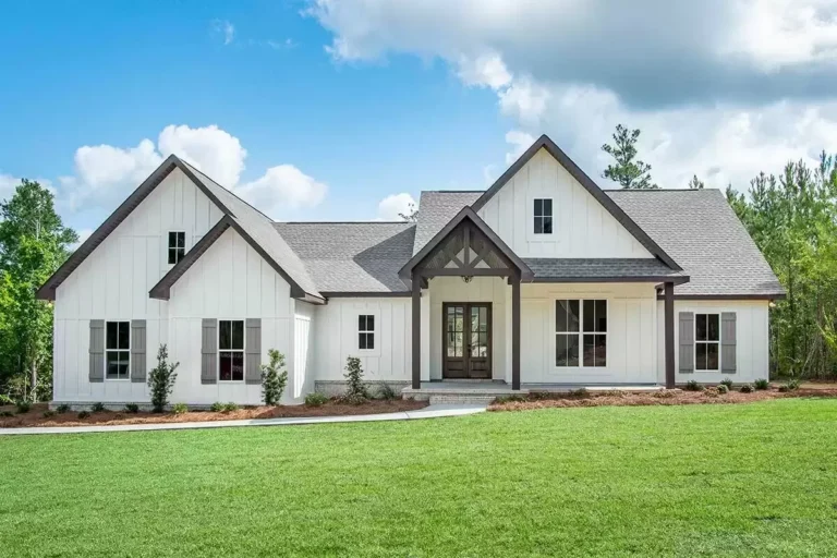 New American Farmhouse with Flex Bedroom or Home Office and Oversized 2-Car Garage (Floor Plan)