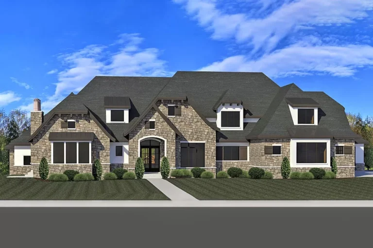 Spacious European Mountain Home Plan with Sports Court (Floor Plan)