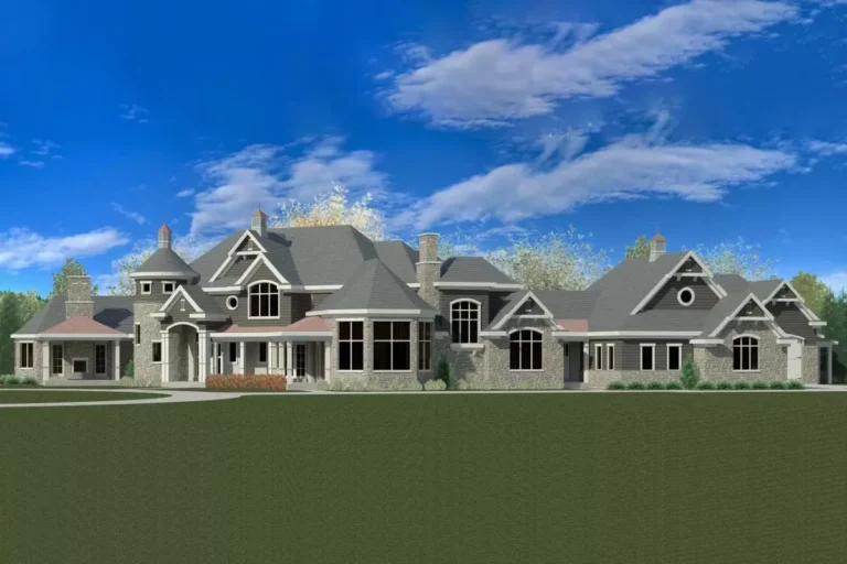 Sprawling 5-Bed Home Plan with Sports Court, Media Room, and 5-Car Garage (Floor Plan)