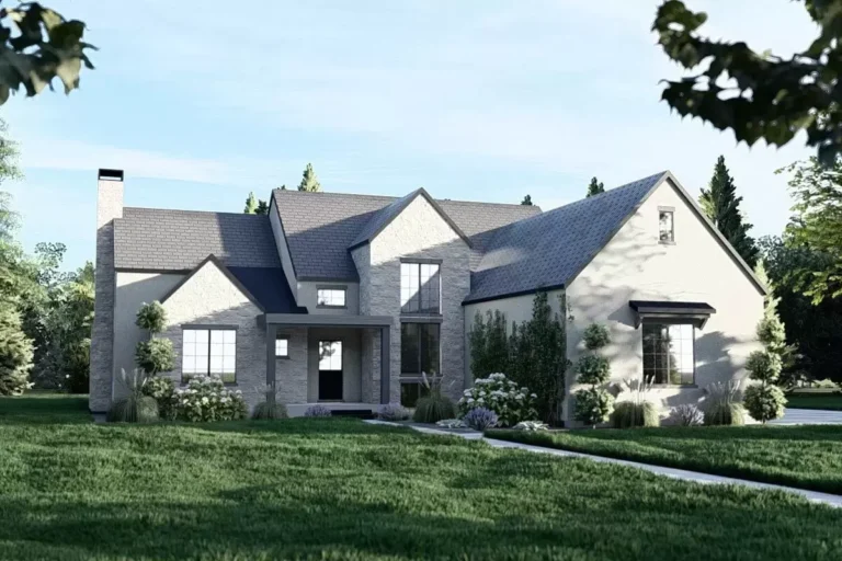 Two-Story Transitional House Plan with 4-Bedrooms and a Home Office – 2858 Sq Ft (Floor Plan)