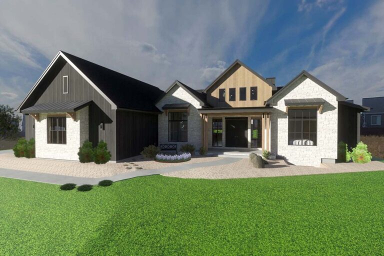 Expandable Transitional Farmhouse House Plan with 4-Car Garage – 2731 Sq Ft (Floor Plan)