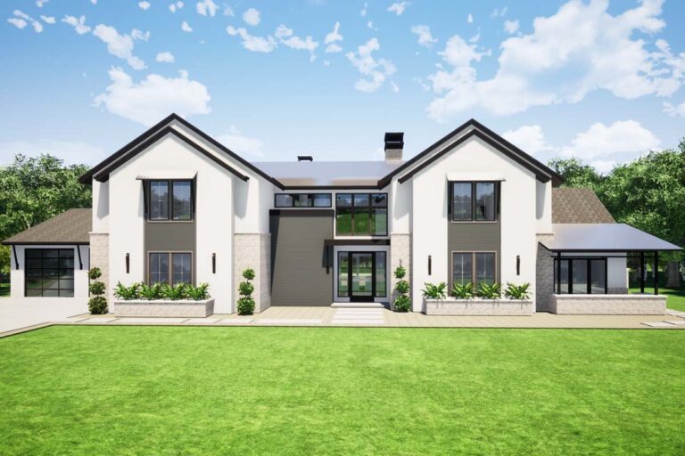 2-Story Contemporary Home Plan with Media Room and Playroom – 6684 Sq Ft (Floor Plan)