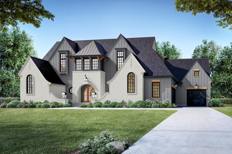 4000 Square Foot Transitional Tudor Home Plan with Main-Level Owner's Suite (Floor Plan)