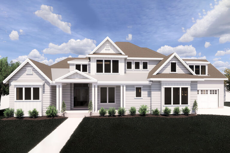 Luxury Country Craftsman Home Plan with Flex Room and Sport Court (Floor Plan)