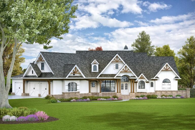 New American House Plan with Two Walk-In Pantries and Great Outdoor Spaces (Floor Plan)