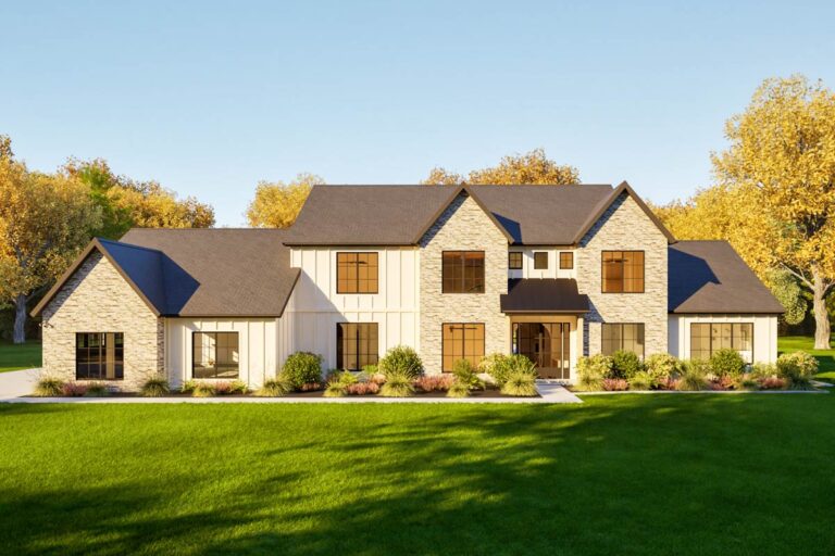 4-Bedroom Transitional House Plan with 2-Story Great Room and Home Office – 3603 Sq FT (Floor Plan)