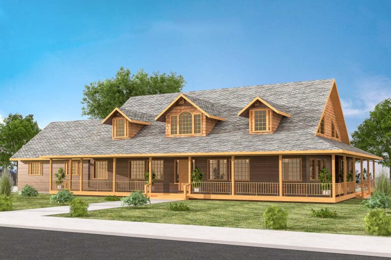 4-Bed Country Home Plan with a Fabulous Wrap-Around Porch (Floor Plan)