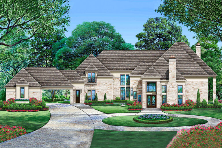Two-story European Home Plan with Game Room and Home Gym (Floor Plan)