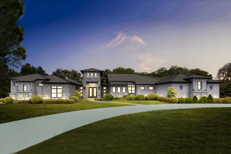 Sprawling 4 Bed Hill Country House Plan with Separate Living Wings (Floor Plan)