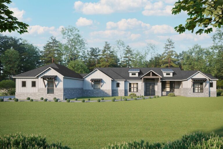 1-Story Contemporary Home Plan with In-Law Suite with Full Kitchen (Floor Plan)