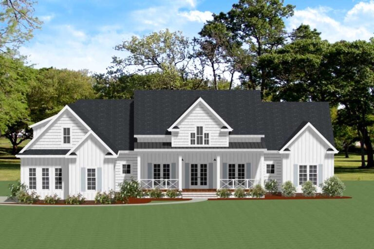 Exclusive Country Home Plan with Split Bedrooms and Home Office – 2851 Sq Ft (Floor Plan)