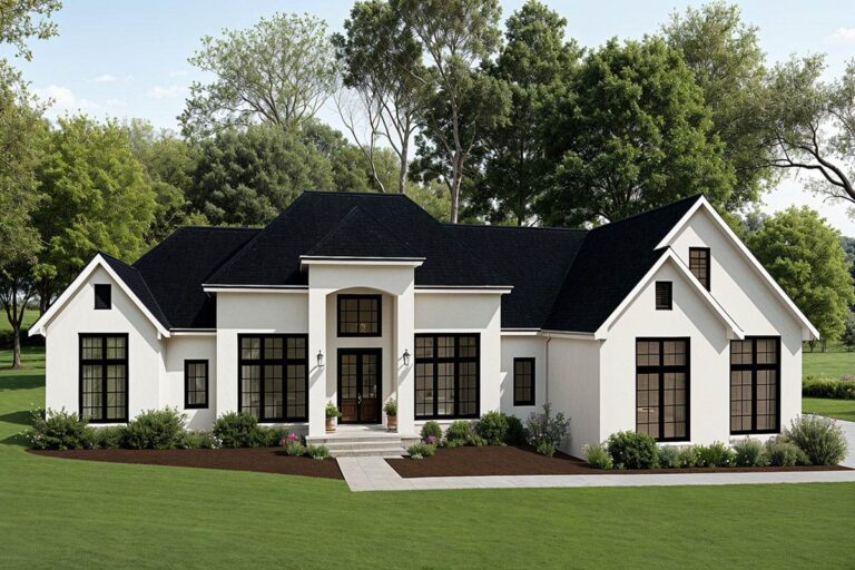 Transitional Country House Plan with Study and Private Owner's Suite – 3637 Sq Ft (Floor Plan)