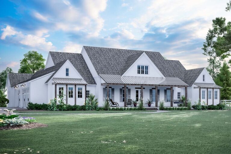 Classic Farmhouse Plan with Large Porches and a Home Office – 3765 Sq Ft (Floor Plan)