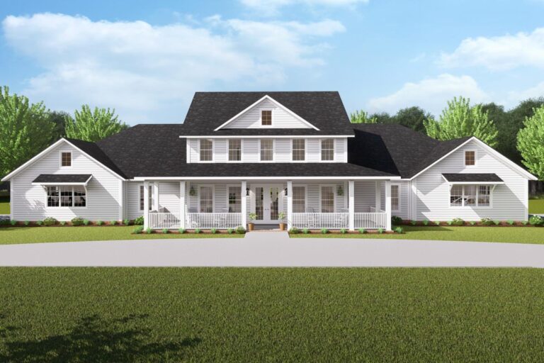Sprawling Multi-Generational Farmhouse Plan Under 5000 Square Feet (Floor Plan)