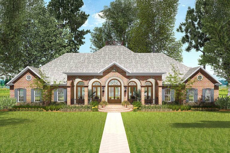 4-Bed Southern House Plan with Home Office and a Separate Study (Floor Plan)