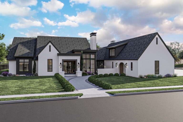 Modern Cottage House Plan with Two Outdoor Fireplaces – 4714 Sq Ft (Floor Plan)