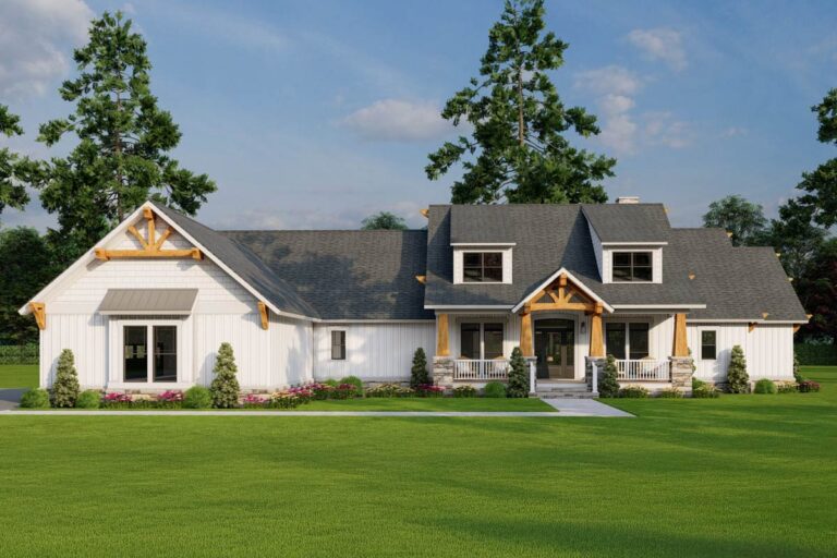 Mountain Style Country House Plan with 2 Bonus Rooms – 3101 Sq Ft (Floor Plan)
