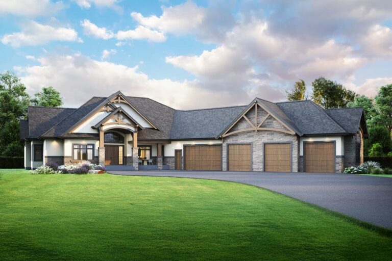Mountain House Plan with 5 Car Garage (Floor Plan)