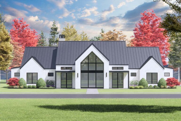 Scandinavian-Style Modern Farmhouse Plan with Clerestory Windows – 3641 Sq Ft (Floor Plan)