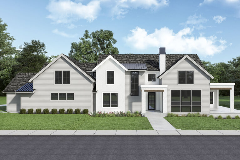 Contemporary New American House Plan with Home Office and Private In-Law Suite (Floor Plan)