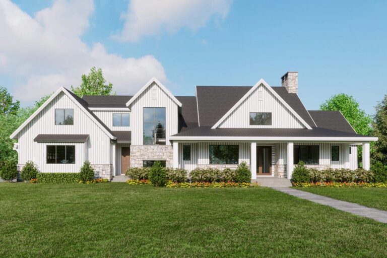 Modern Farmhouse Plan with Optionally Finished Walkout Basement (Floor Plan)