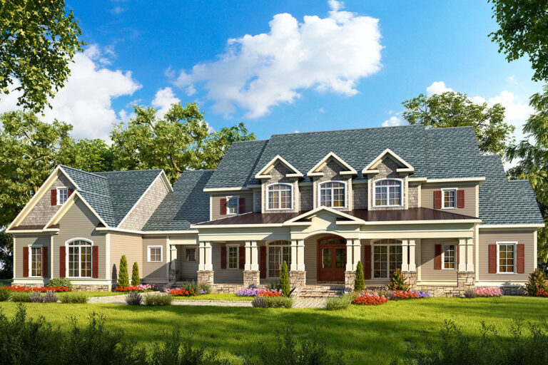 Engaging 4-Bed Traditional Plan with Side-Entry Garage (Floor Plan)