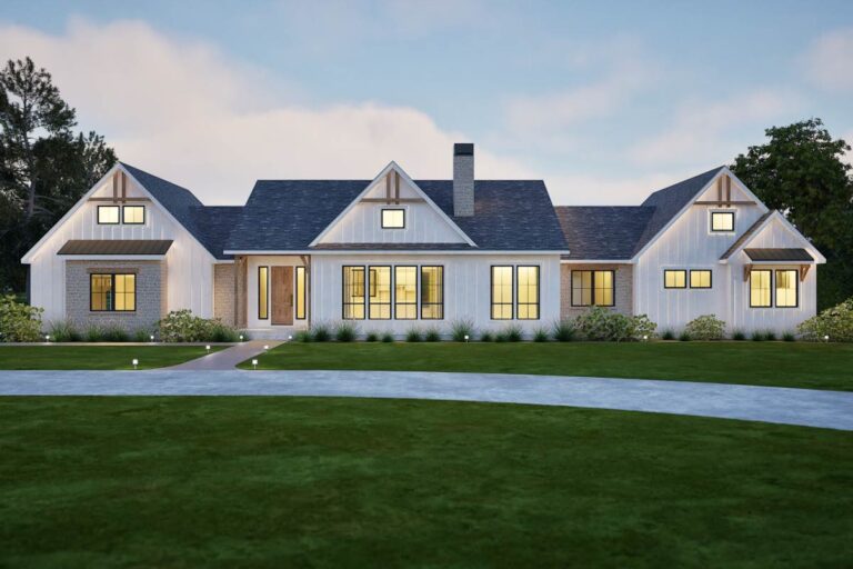 3-Bed Modern Farmhouse Plan with Outdoor Kitchen and Covered Back Patio – 2477 Sq Ft (Floor Plan)