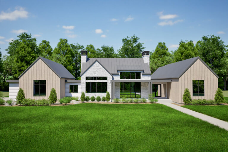 Scandinavian Modern Farmhouse with Vaulted Great Room and Master – 2936 Sq Ft (Floor Plan)