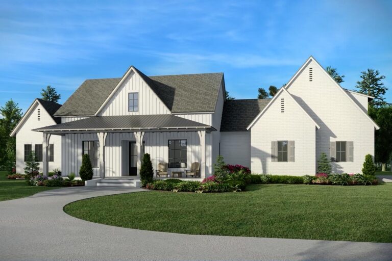 Exclusive Acadian-Style Modern Farmhouse Plan with Split Bedrooms (Floor Plan)