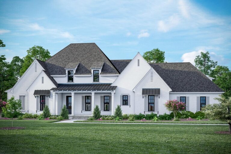 Exclusive Southern Home Plan with Cart Bay and Partially-screened Porch (Floor Plan)