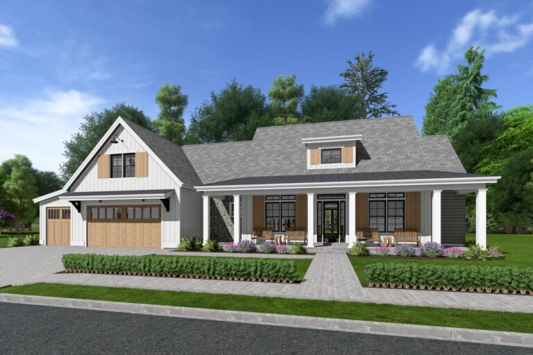 Country Farmhouse with Exterior Options and Optional Finished Lower Level (Floor Plan)